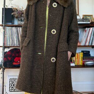 Vintage Mid-century Fur Collar Coat